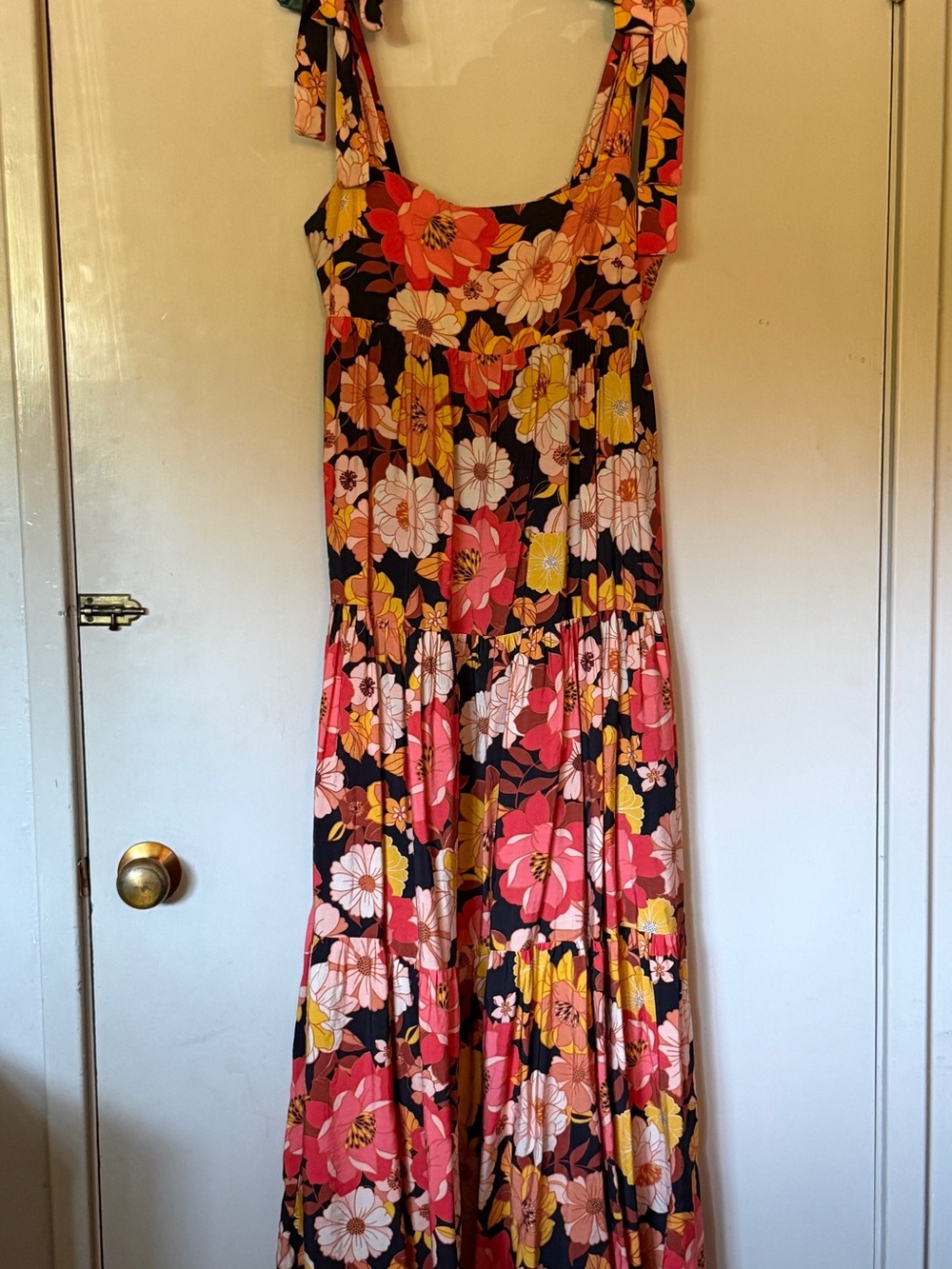 Dress Forum Floral Maxi Dress in Black, Pink and Yellow